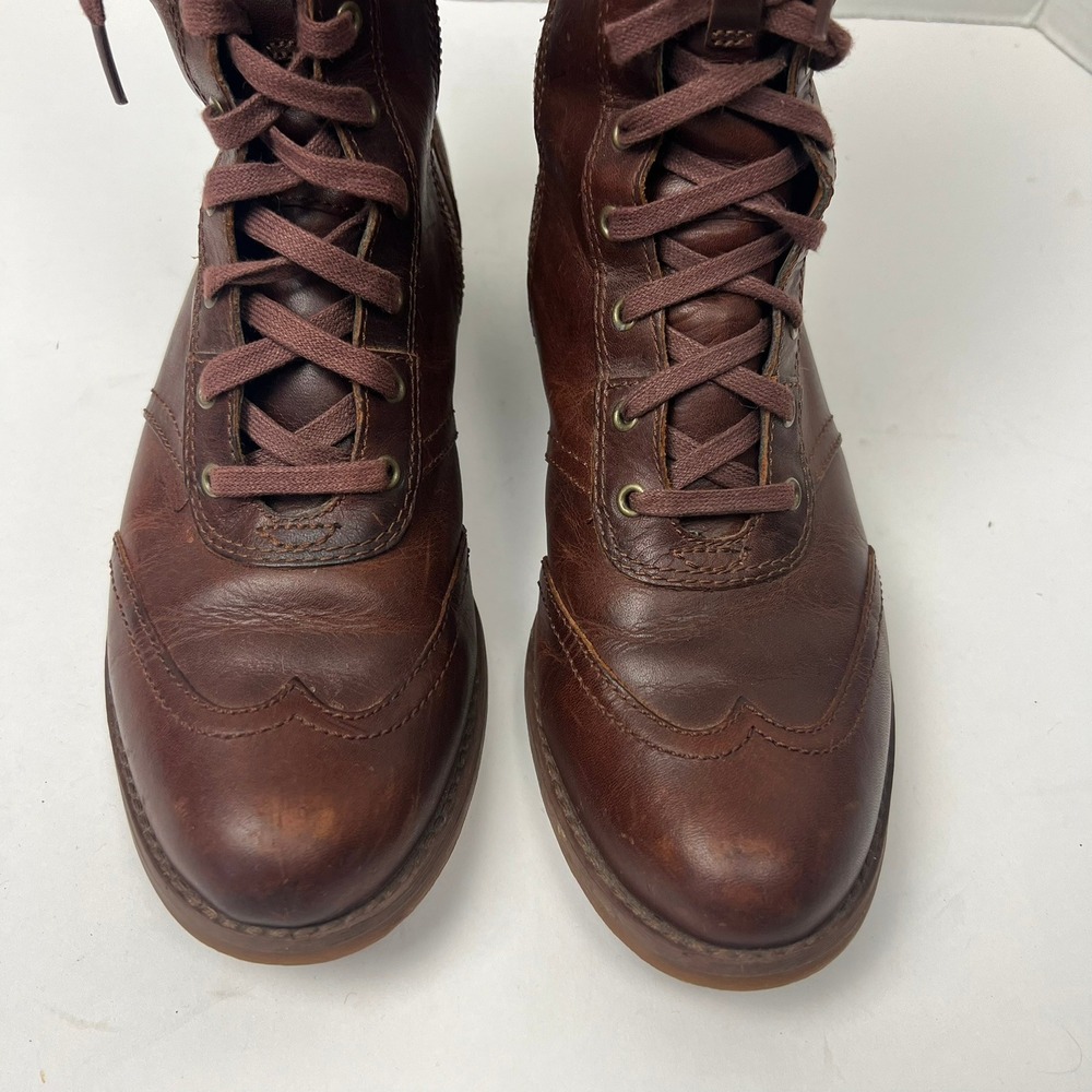 Timberland Savin Hill Brown Leather Wingtip Boots Womens 7.5 Heritage Country - Picture 3 of 10